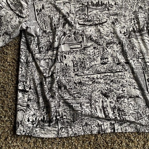 Chicos Womens Crop Top 2 Large White Black Art Graphic 3/4 Sleeve Soft Casual - Picture 6 of 12